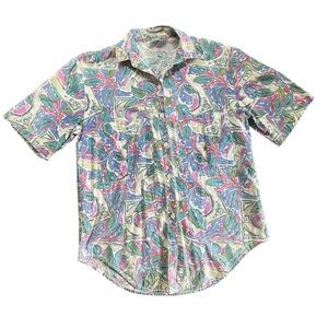 Vintage 80s Women's Cherokee Short Sleeve Button Down Shirt